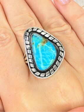 Navajo Mike Smith Thunder Mtn Turquoise Sterling Silver Ring